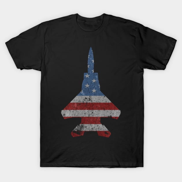 F-15 Eagle Jet Fighter Vintage American Flag Vintage T-Shirt by DesignedForFlight